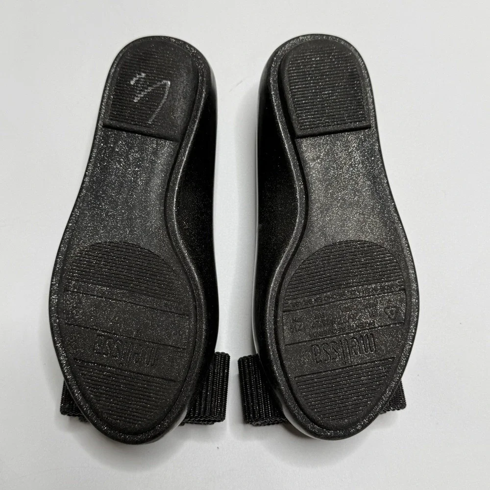 Melissa Space Love x Jason Wu Black Glitter Ballet Flat Shoes Girls US‎ 11 Bow